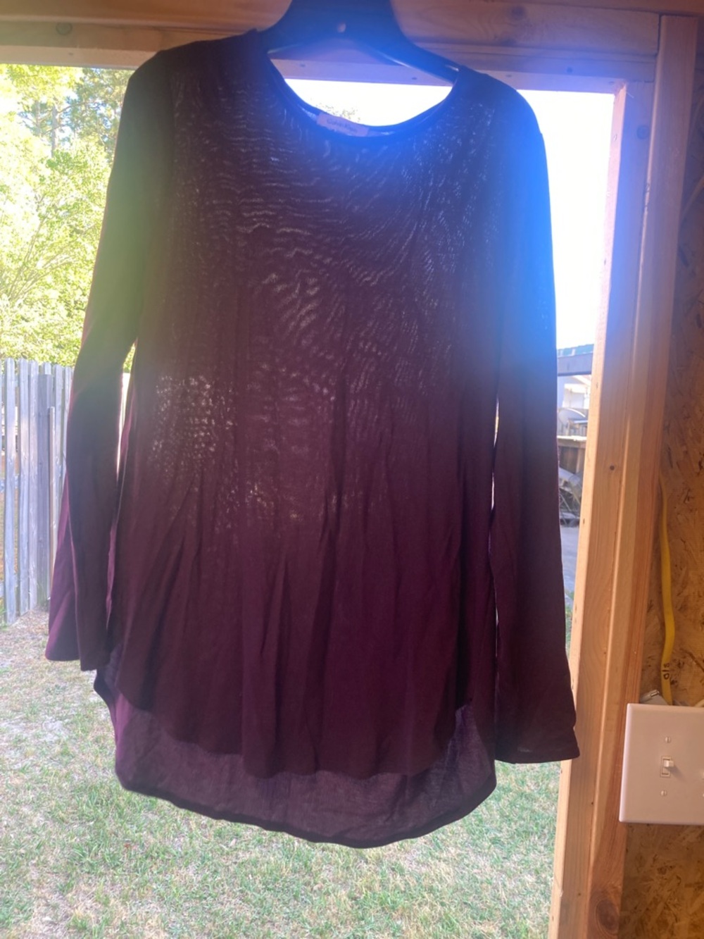 CALVIN KLEIN/Ladies Long-Sleeve Lightweight Tunic Top - Plum
